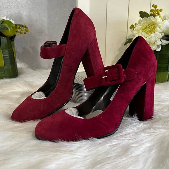 Spiegel Shoes - NEW Spiegel Vintage Y2K Suede Mary Jane Buckle Strap High Heel Pumps 5.5 NWOB
